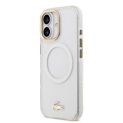 Apple iPhone 17 Kılıf Lacoste Orjinal Lisanslı M-safe Şarj Özellikli Gold Timsah Logolu Buzlu Kapak - 19