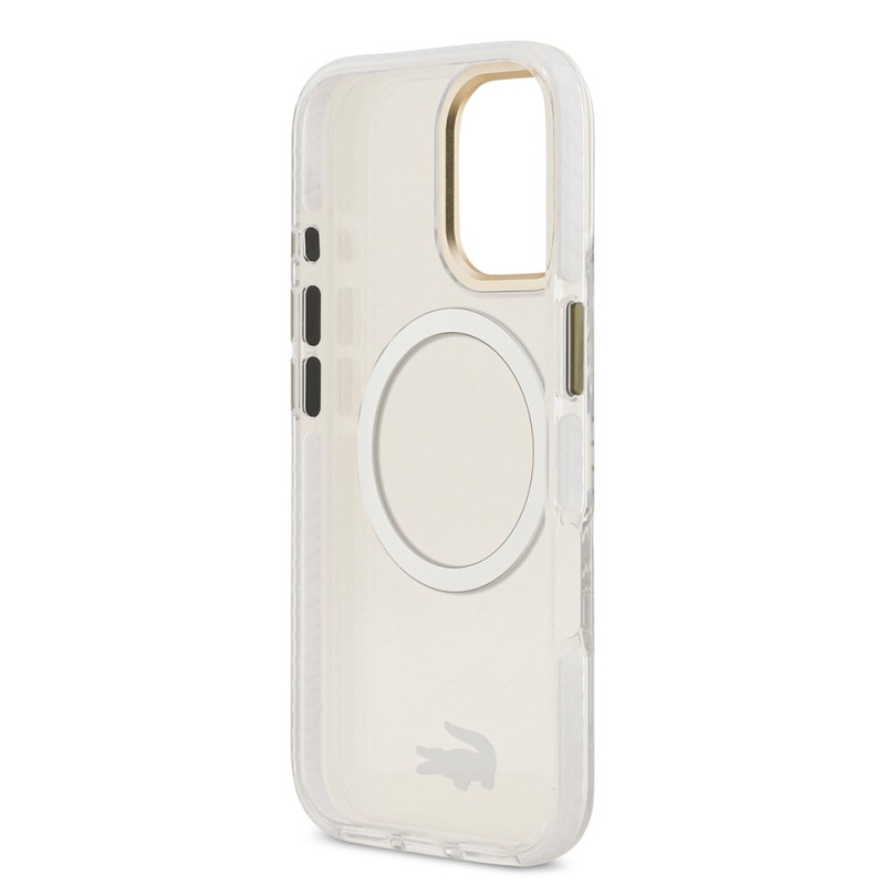Apple iPhone 17 Kılıf Lacoste Orjinal Lisanslı M-safe Şarj Özellikli Gold Timsah Logolu Buzlu Kapak - 24