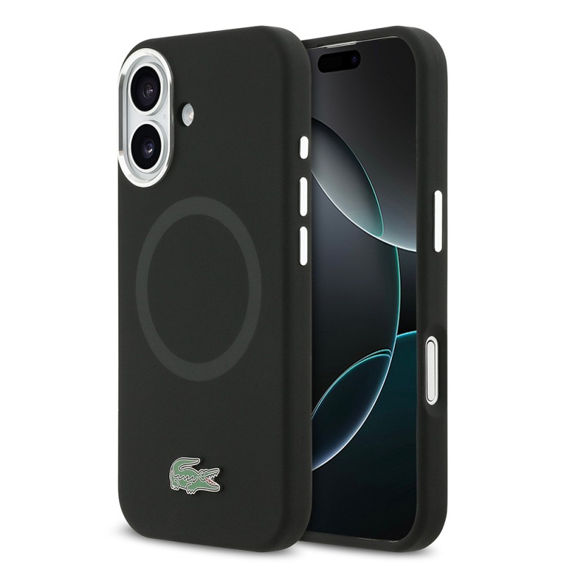 Apple iPhone 17 Kılıf Lacoste Orjinal Lisanslı M-safe Şarj Özellikli İkonik Logolu Metal Kamera Çerçeveli Silikon Kapak - 1