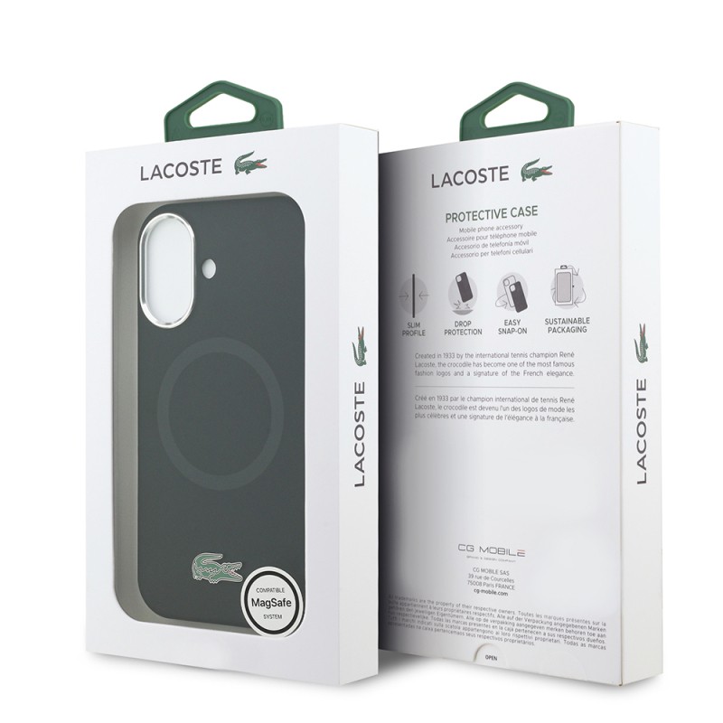 Apple iPhone 17 Kılıf Lacoste Orjinal Lisanslı M-safe Şarj Özellikli İkonik Logolu Metal Kamera Çerçeveli Silikon Kapak - 9