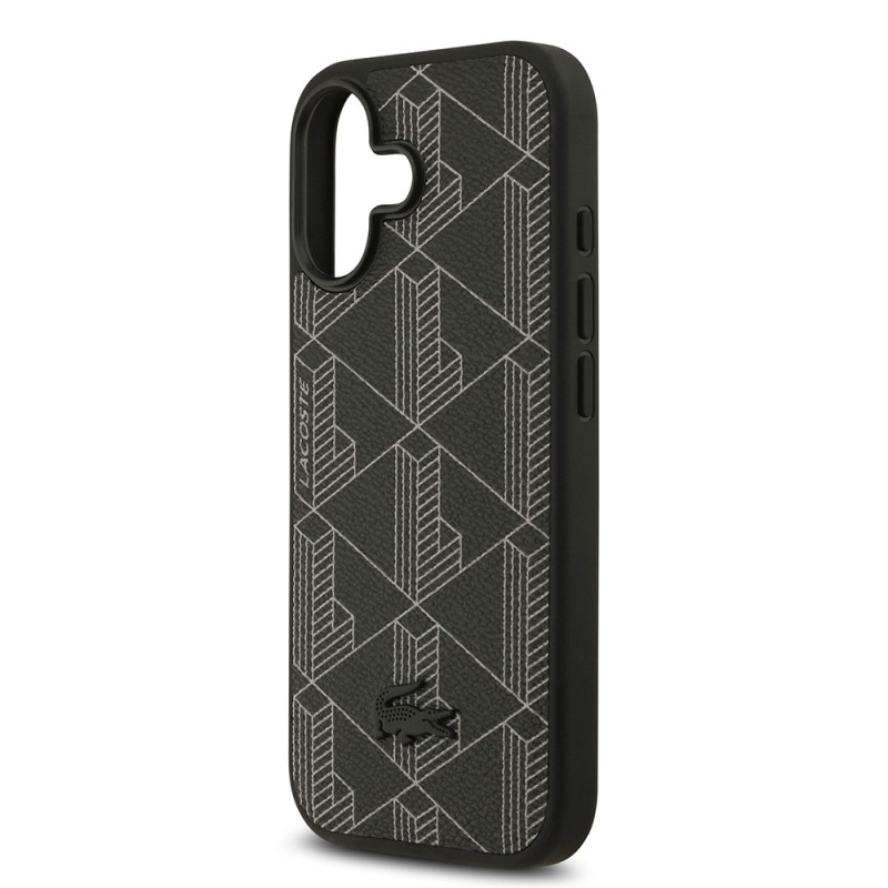 Apple iPhone 17 Kılıf Lacoste Orjinal Lisanslı M-safe Şarj Özellikli PU Deri Tasarımlı Kartlıklı Karışık Monogram Desenli Kapak - 5