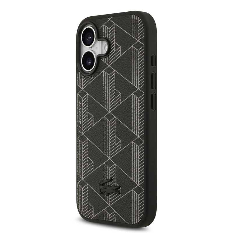 Apple iPhone 17 Kılıf Lacoste Orjinal Lisanslı M-safe Şarj Özellikli PU Deri Tasarımlı Kartlıklı Karışık Monogram Desenli Kapak - 7