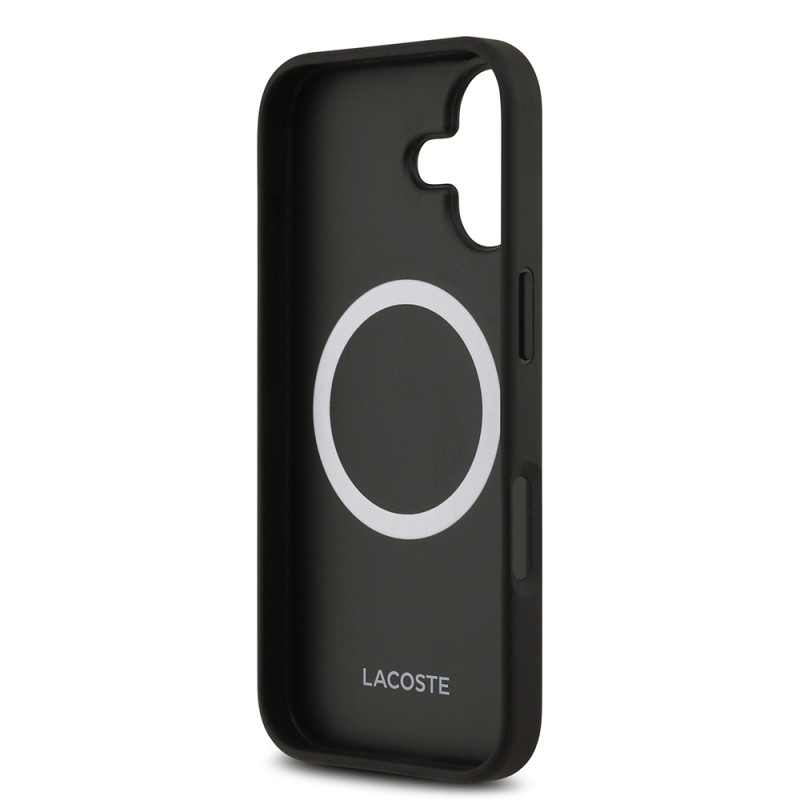 Apple iPhone 17 Kılıf Lacoste Orjinal Lisanslı M-safe Şarj Özellikli PU Deri Tasarımlı Kartlıklı Karışık Monogram Desenli Kapak - 19