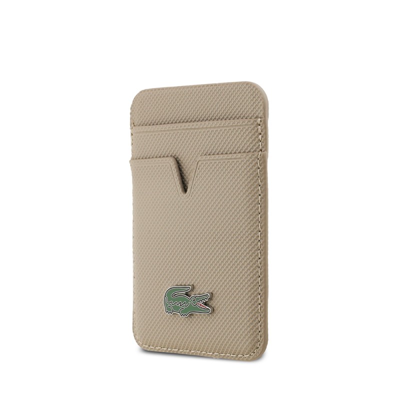 Apple iPhone 17 Kılıf Lacoste Orjinal Lisanslı M-safe Şarj Özellikli PU Pike Desenli Metal Logolu Kartlıklı Kapak - 11