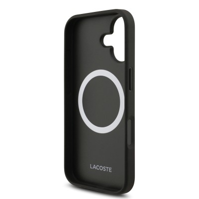 Apple iPhone 17 Kılıf Lacoste Orjinal Lisanslı M-safe Şarj Özellikli PU Pike Desenli Metal Logolu Kartlıklı Kapak - 37