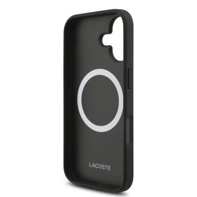 Apple iPhone 17 Kılıf Lacoste Orjinal Lisanslı M-safe Şarj Özellikli PU Pike Desenli Metal Logolu Kartlıklı Kapak - 38