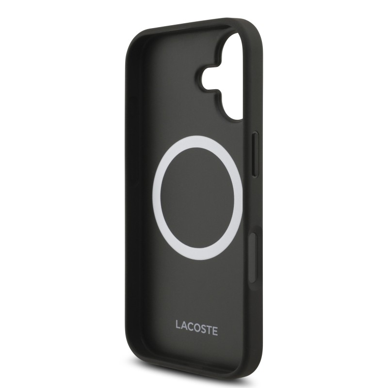 Apple iPhone 17 Kılıf Lacoste Orjinal Lisanslı M-safe Şarj Özellikli PU Pike Desenli Metal Logolu Kartlıklı Kapak - 38