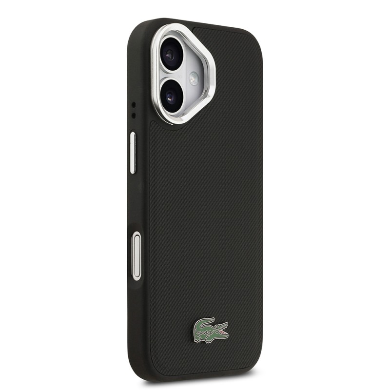 Apple iPhone 17 Kılıf Lacoste Orjinal Lisanslı M-safe Şarj Özellikli PU Pike Desenli Standlı Metal Logolu Kapak - 7
