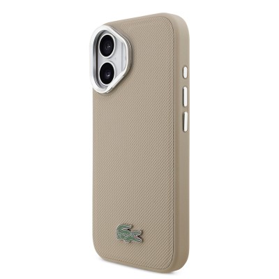 Apple iPhone 17 Kılıf Lacoste Orjinal Lisanslı M-safe Şarj Özellikli PU Pike Desenli Standlı Metal Logolu Kapak - 12