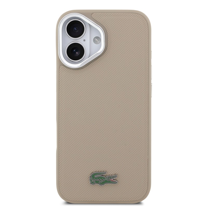 Apple iPhone 17 Kılıf Lacoste Orjinal Lisanslı M-safe Şarj Özellikli PU Pike Desenli Standlı Metal Logolu Kapak - 13