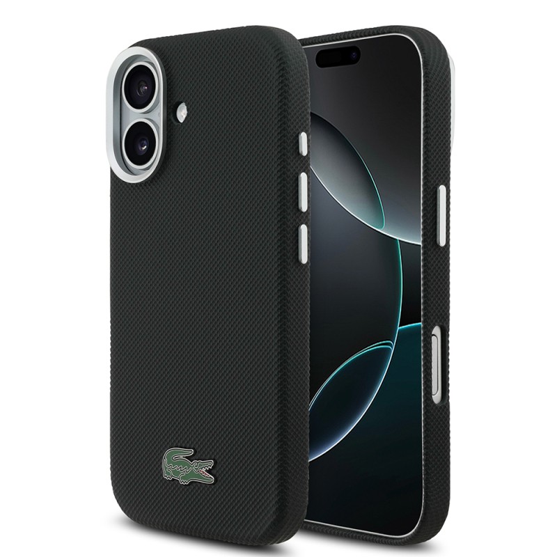 Apple iPhone 17 Kılıf Lacoste Orjinal Lisanslı M-Safe Şarj Özellikli PVC Pike Desenli Arka Yüzey İkonik Timsah Dokuma Logolu Kapak - 1