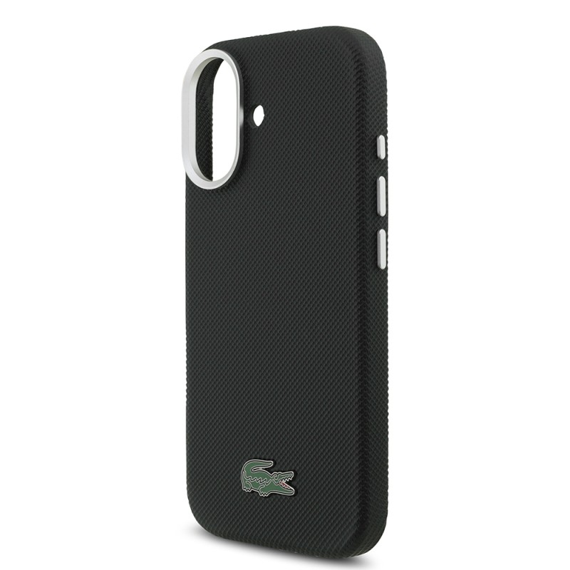 Apple iPhone 17 Kılıf Lacoste Orjinal Lisanslı M-Safe Şarj Özellikli PVC Pike Desenli Arka Yüzey İkonik Timsah Dokuma Logolu Kapak - 6