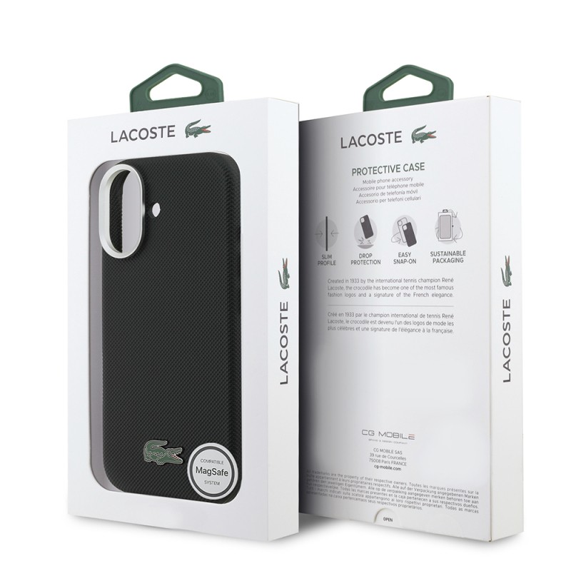 Apple iPhone 17 Kılıf Lacoste Orjinal Lisanslı M-Safe Şarj Özellikli PVC Pike Desenli Arka Yüzey İkonik Timsah Dokuma Logolu Kapak - 8