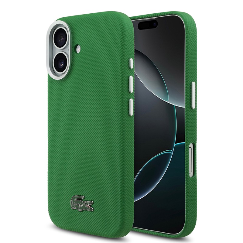 Apple iPhone 17 Kılıf Lacoste Orjinal Lisanslı M-Safe Şarj Özellikli PVC Pike Desenli Arka Yüzey İkonik Timsah Dokuma Logolu Kapak - 9