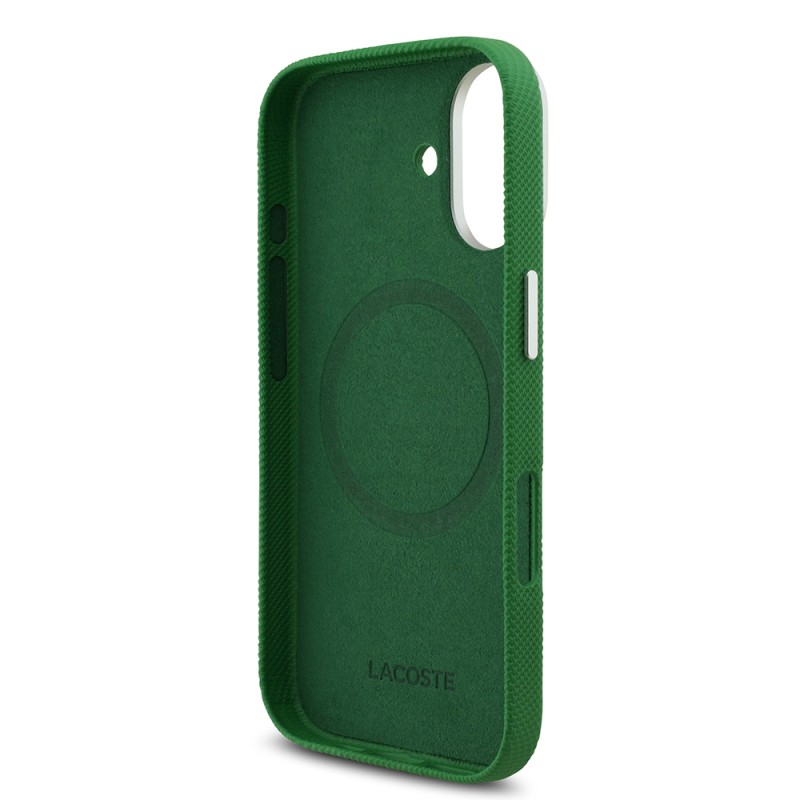 Apple iPhone 17 Kılıf Lacoste Orjinal Lisanslı M-Safe Şarj Özellikli PVC Pike Desenli Arka Yüzey İkonik Timsah Dokuma Logolu Kapak - 15