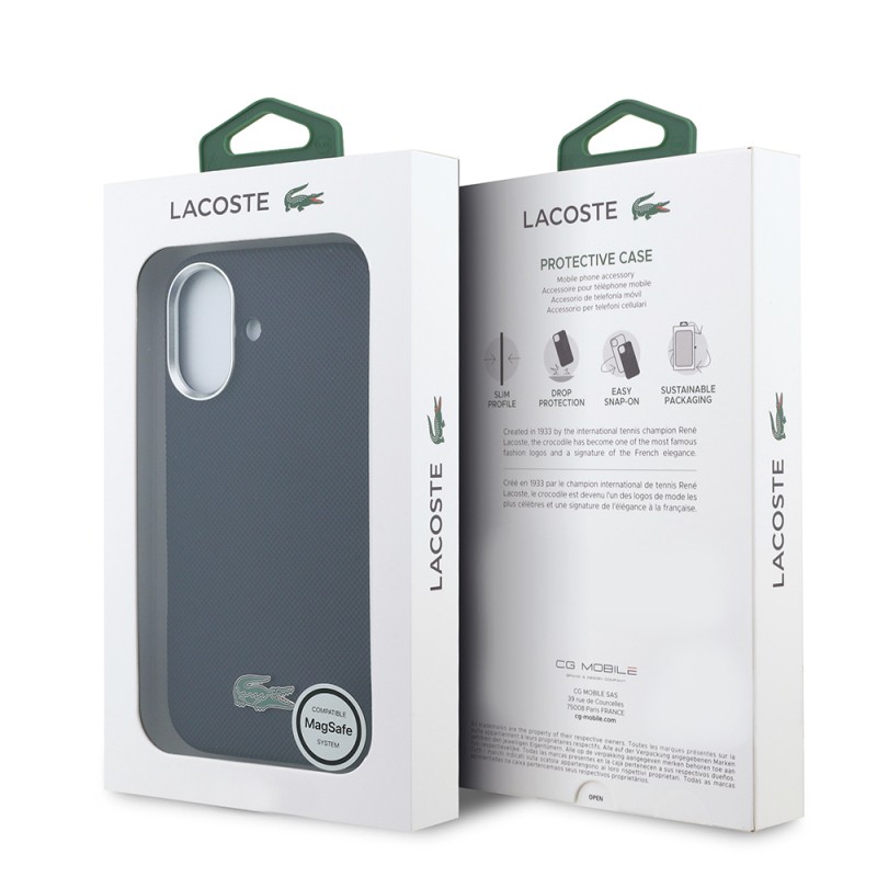 Apple iPhone 17 Kılıf Lacoste Orjinal Lisanslı M-Safe Şarj Özellikli PVC Pike Desenli Arka Yüzey İkonik Timsah Dokuma Logolu Kapak - 24