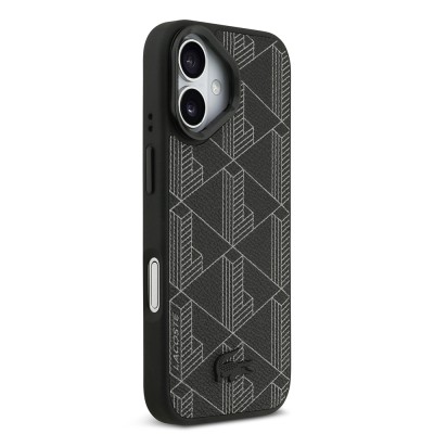 Apple iPhone 17 Kılıf Lacoste Orjinal Lisanslı M-safe Şarj Özellikli Standlı PU Deri Karışık Monogram Desenli Kapak - 5