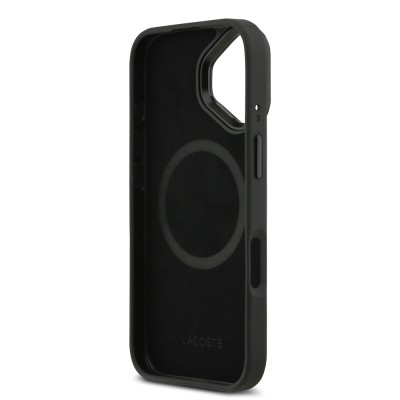 Apple iPhone 17 Kılıf Lacoste Orjinal Lisanslı M-safe Şarj Özellikli Standlı PU Deri Karışık Monogram Desenli Kapak - 8