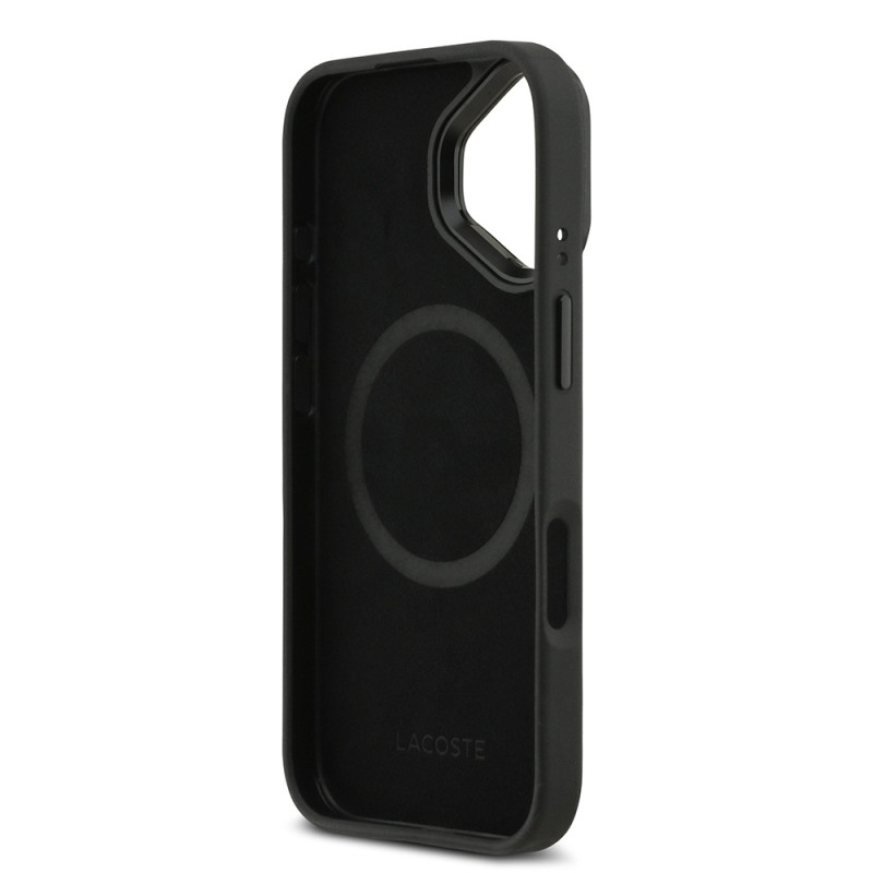 Apple iPhone 17 Kılıf Lacoste Orjinal Lisanslı M-safe Şarj Özellikli Standlı PU Deri Karışık Monogram Desenli Kapak - 8