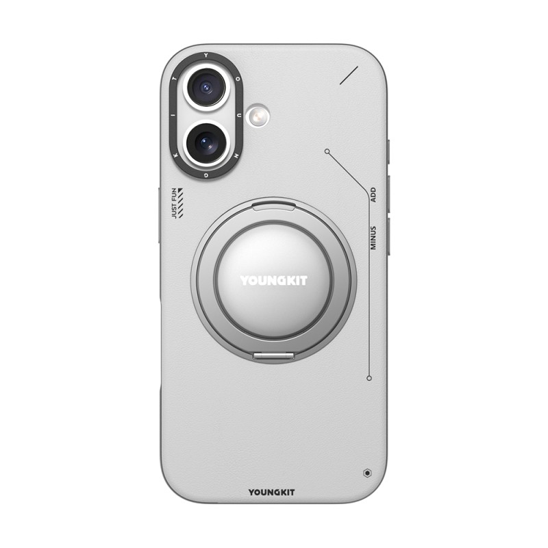 Apple iPhone 17 Kılıf M-safe Şarj Özellikli 360 Derece Standlı Basit Mat Deri Desenli Youngkit Tech Leather Serisi Kapak - 3