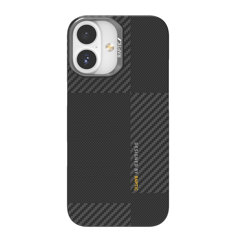 Apple iPhone 17 Kılıf M-safe Şarj Özellikli 600D Metal Kamera Çerçeveli Raptic Aramid Fiber Geotik Serisi Kapak - Siyah