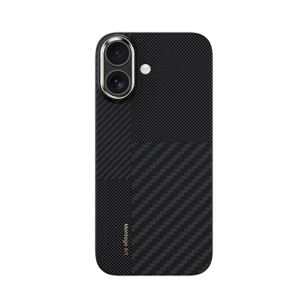 Apple iPhone 17 Kılıf M-safe Şarj Özellikli Karbon Fiber Benks Montage ArmorAir Kevlar Kapak - Siyah