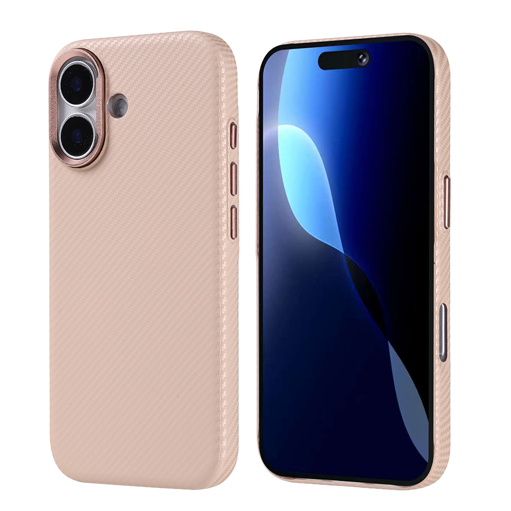 iPhone 17 Kılıf M-safe Şarj Özellikli Karbon Fiber Görünümlü NXXA Nekst Kapak - Bej