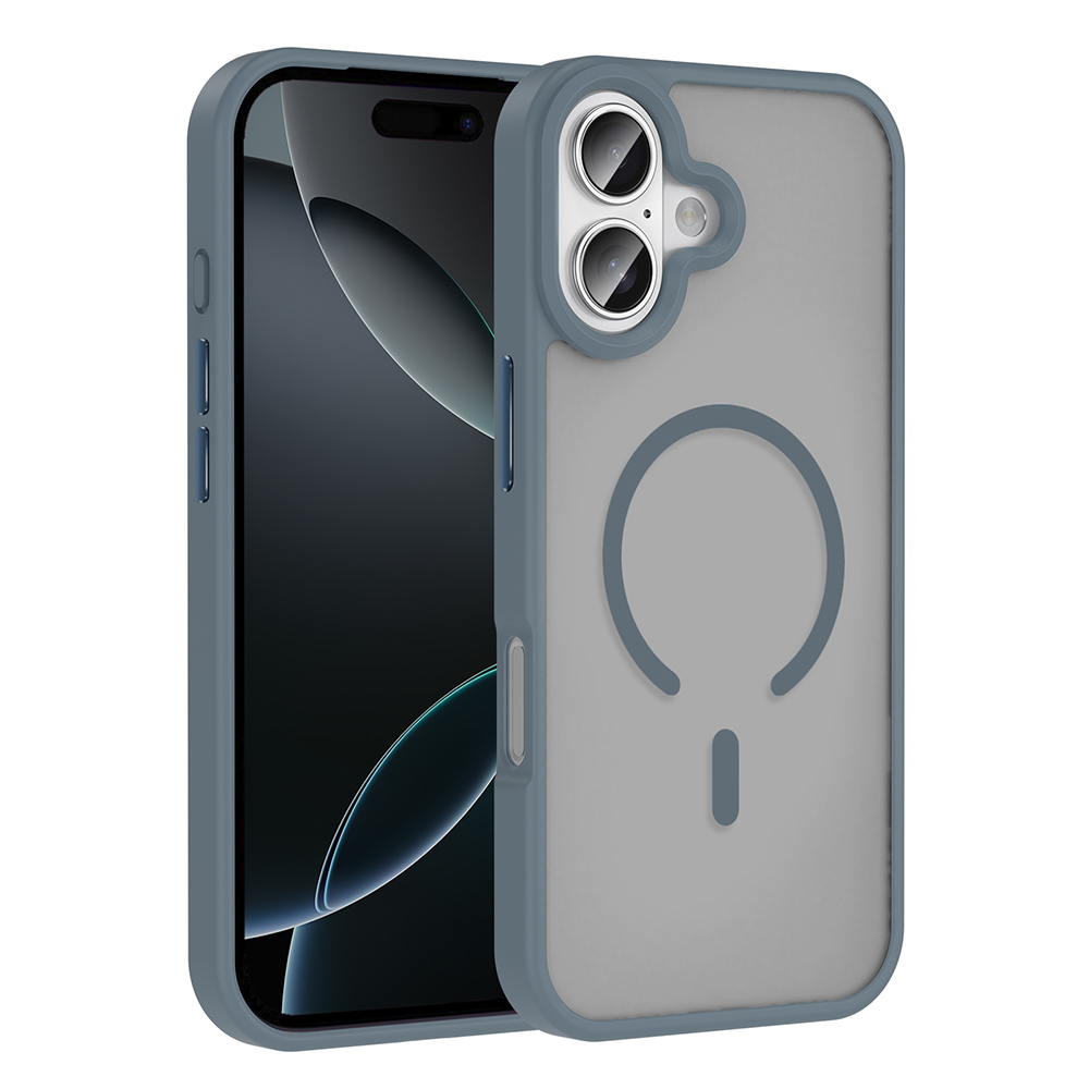 iPhone 17 Kılıf M-safe Şarj Özellikli Mat Arka Yüzey NXXA Sio Kapak - Gri