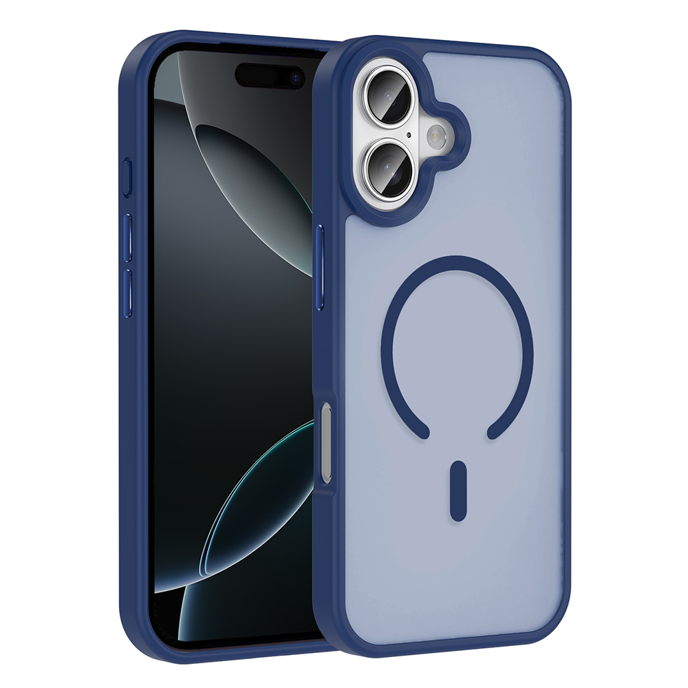 iPhone 17 Kılıf M-safe Şarj Özellikli Mat Arka Yüzey NXXA Sio Kapak - Lacivert