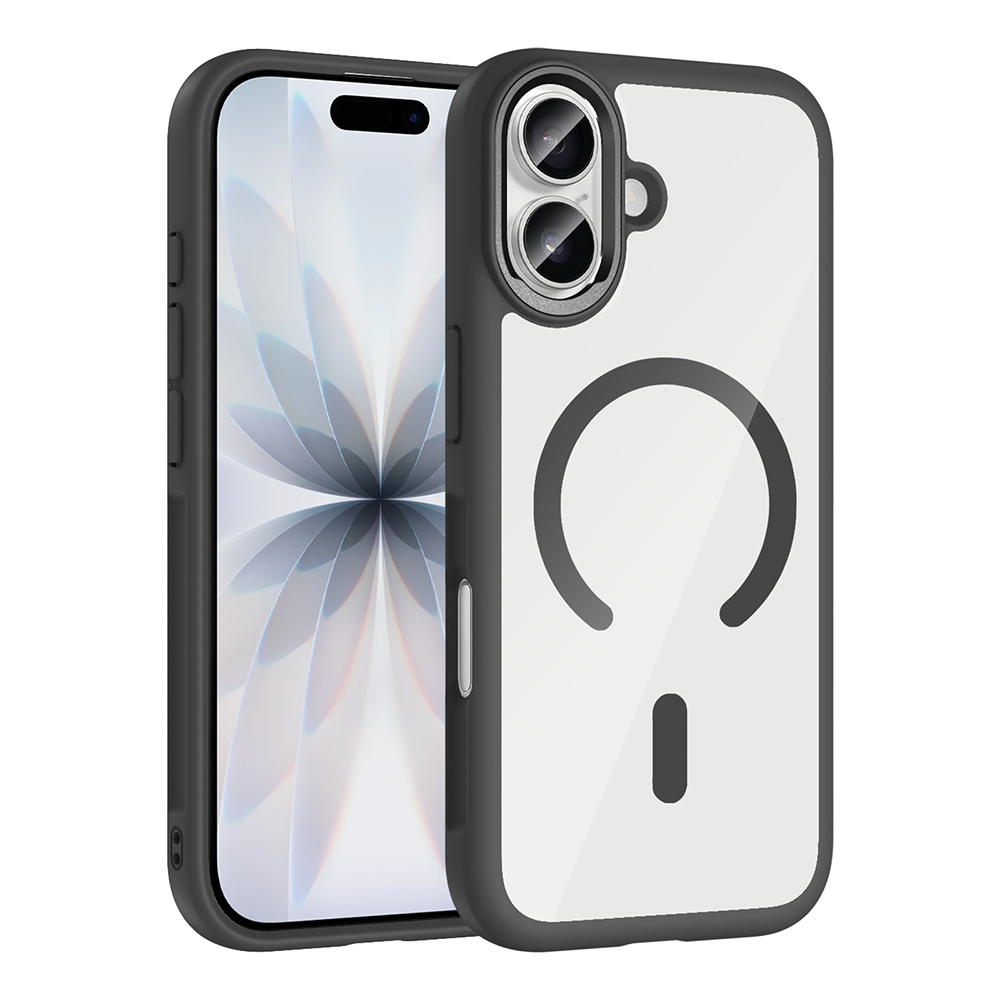 iPhone 17 Kılıf M-Safe Şarj Özellikli Metal Kamera Çerçeveli Zore Tiko Kapak - Siyah