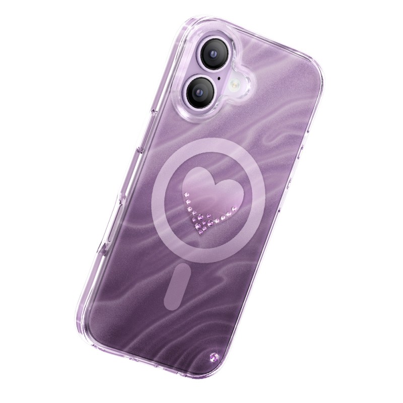 Apple iPhone 17 Kılıf M-Safe Şarj Özellikli Orjinal Swarovski Taşlı Zore Paris Rovix Sert PC Kapak - 4