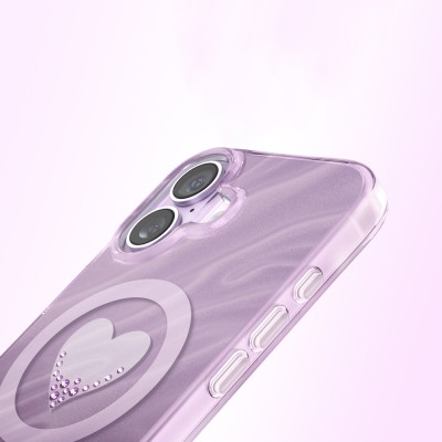 Apple iPhone 17 Kılıf M-Safe Şarj Özellikli Orjinal Swarovski Taşlı Zore Paris Rovix Sert PC Kapak - 6