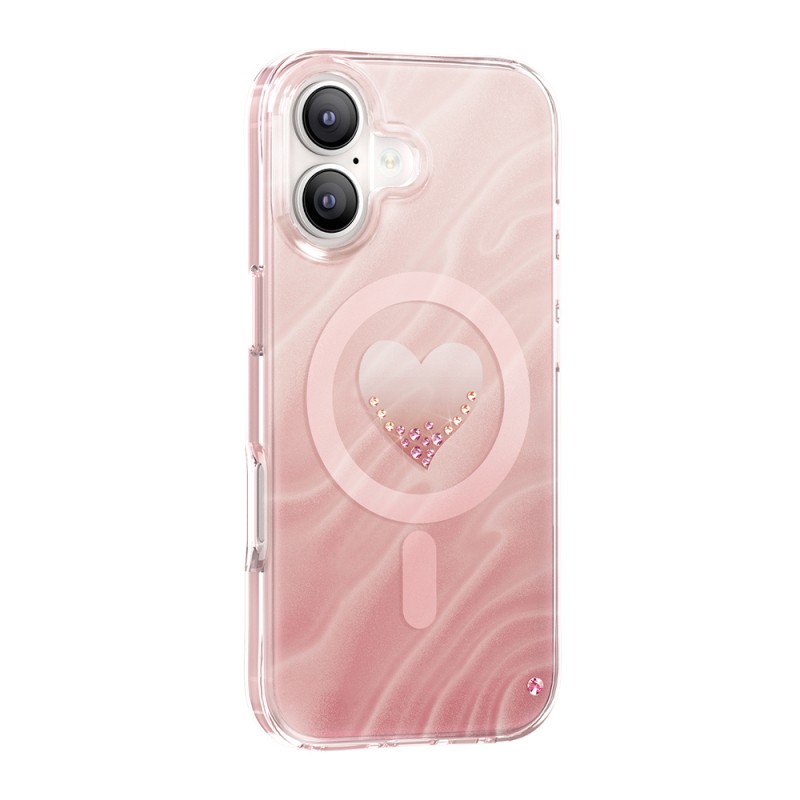 Apple iPhone 17 Kılıf M-Safe Şarj Özellikli Orjinal Swarovski Taşlı Zore Paris Rovix Sert PC Kapak - 2