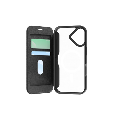 Apple iPhone 17 Kılıf M-Safe Şarj Özellikli Raptic Air Folio Şeffaf Kartlıklı Kapaklı Kılıf - Raptic