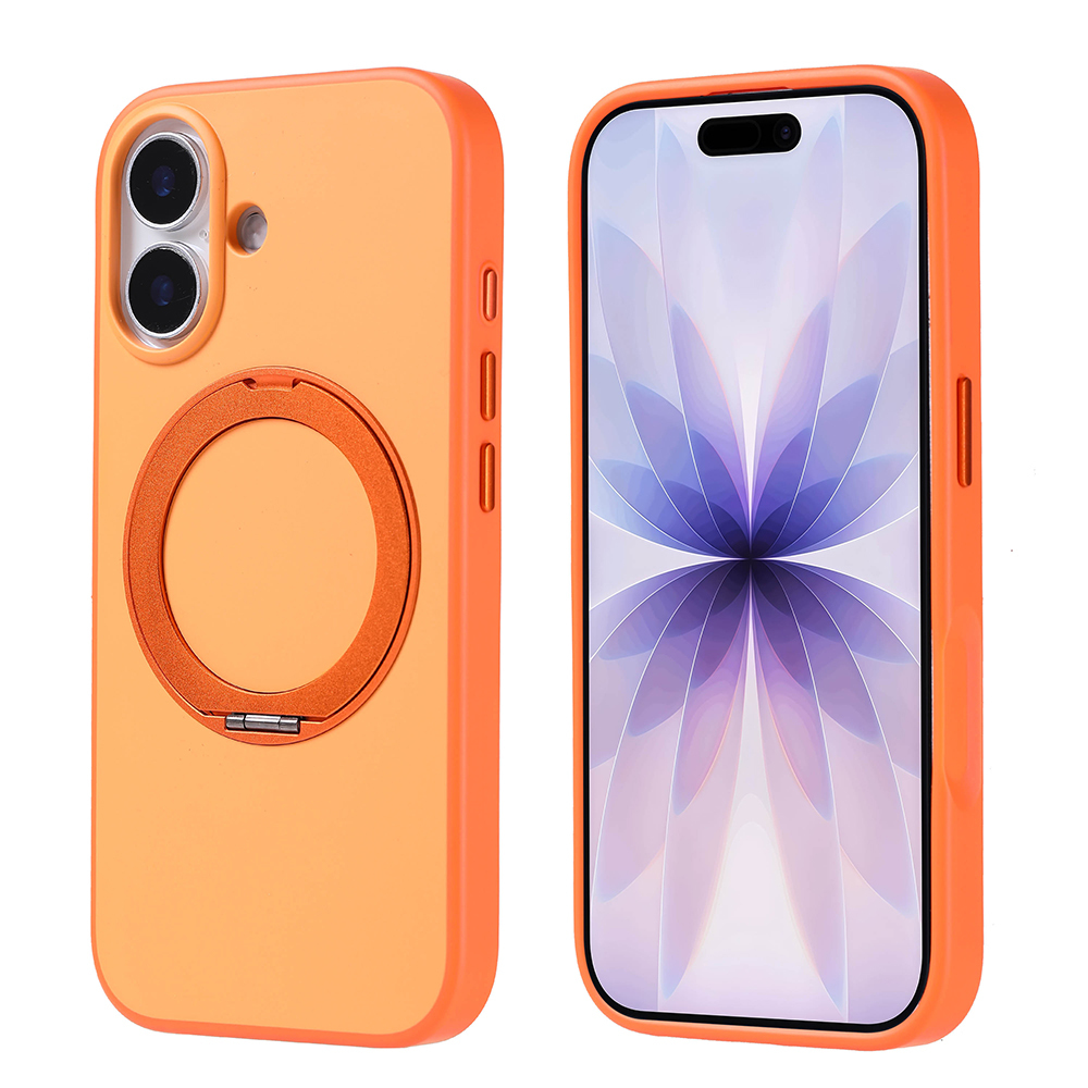 iPhone 17 Kılıf M-Safe Şarj Özellikli Standlı NXXA Proton Silikon Kapak - Turuncu