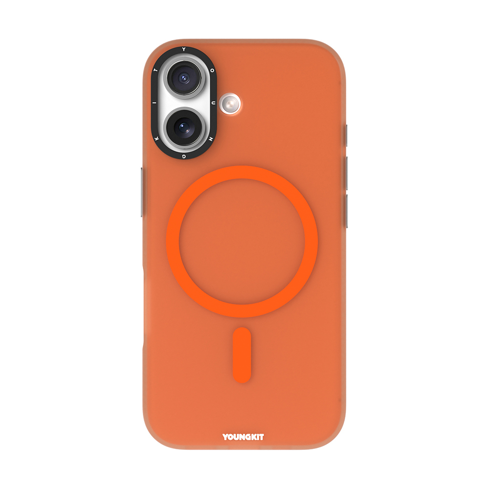 Apple iPhone 17 Kılıf M-safe Şarj Özellikli Youngkit Hidden Sand Serisi Kapak - Turuncu