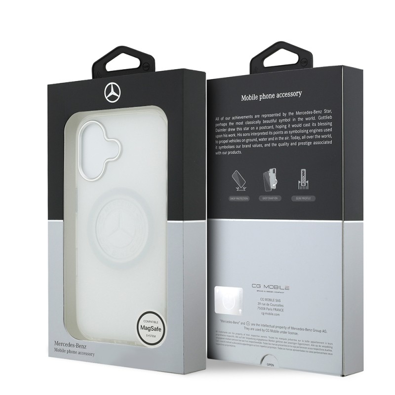 Apple iPhone 17 Kılıf Mercedes Benz Orjinal Lisanslı M-safe Şarj Özellikli Buzlu PC Nostaljik Yıldız Dizayn Kapak - 17