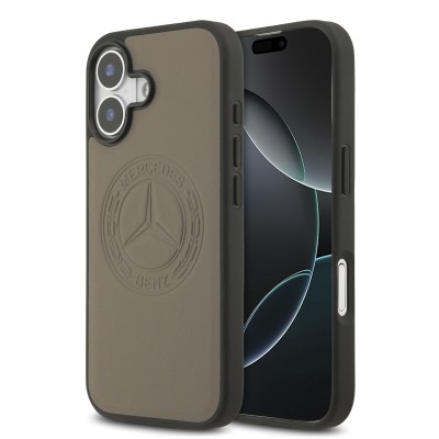 Apple iPhone 17 Kılıf Mercedes Benz Orjinal Lisanslı M-safe Şarj Özellikli Hakiki Deri Nostaljik Yıldız Dizayn Kapak Kahverengi