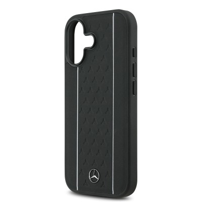 Apple iPhone 17 Kılıf Mercedes Benz Orjinal Lisanslı M-safe Şarj Özellikli Şeritli Yıldız Desenli Metal Logolu Deri Kapak - 8