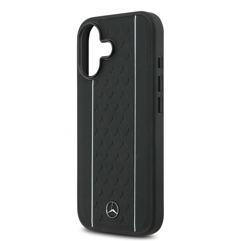 Apple iPhone 17 Kılıf Mercedes Benz Orjinal Lisanslı M-safe Şarj Özellikli Şeritli Yıldız Desenli Metal Logolu Deri Kapak - 8