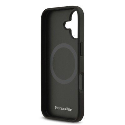 Apple iPhone 17 Kılıf Mercedes Benz Orjinal Lisanslı M-safe Şarj Özellikli Şeritli Yıldız Desenli Metal Logolu Deri Kapak - 17