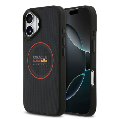 Apple iPhone 17 Kılıf Redbull Orjinal Lisanslı M-safe Şarj Özellikli Kırmızı Halka ve Logo Kabartmalı PU Deri Kapak - Redbull