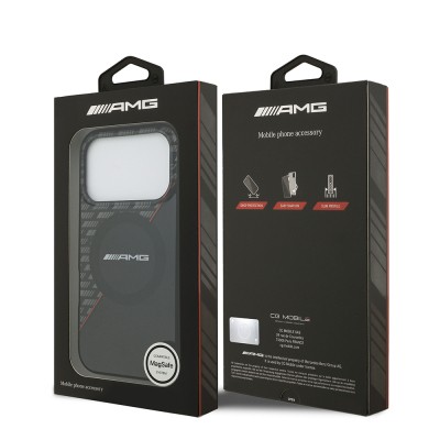 Apple iPhone 17 Pro Case AMG Original Licensed M-Safe Charging Feature Dual Layer Red Cross Striped Cover - 9