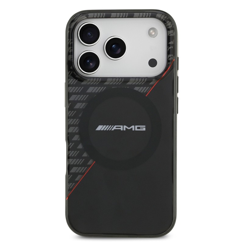 Apple iPhone 17 Pro Case AMG Original Licensed M-Safe Charging Feature Dual Layer Red Cross Striped Cover - 3