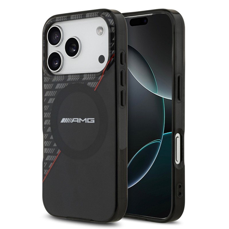 Apple iPhone 17 Pro Case AMG Original Licensed M-Safe Charging Feature Dual Layer Red Cross Striped Cover - 2