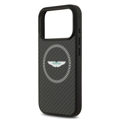 Apple iPhone 17 Pro Case Aston Martin Original Licensed Carbon Fiber Cover M-Safe Charging Feature - 8