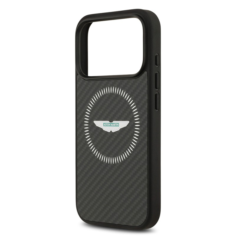 Apple iPhone 17 Pro Case Aston Martin Original Licensed Carbon Fiber Cover M-Safe Charging Feature - 8