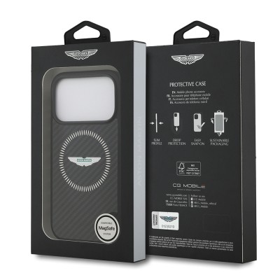 Apple iPhone 17 Pro Case Aston Martin Original Licensed Carbon Fiber Cover M-Safe Charging Feature - 9