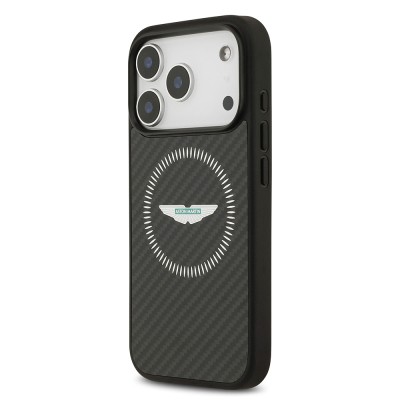 Apple iPhone 17 Pro Case Aston Martin Original Licensed Carbon Fiber Cover M-Safe Charging Feature - 3