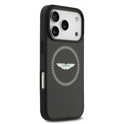 Apple iPhone 17 Pro Case Aston Martin Original Licensed Carbon Fiber Cover M-Safe Charging Feature - 5